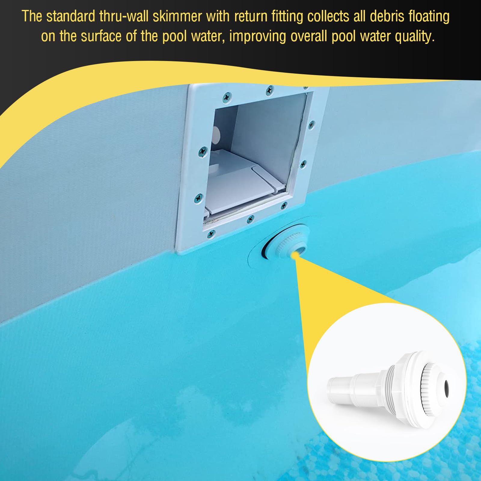 Skimmer per piscina fuori terra, skimmer standard da parete per piscina, sistema completo di skimmer fuori terra (bianco)