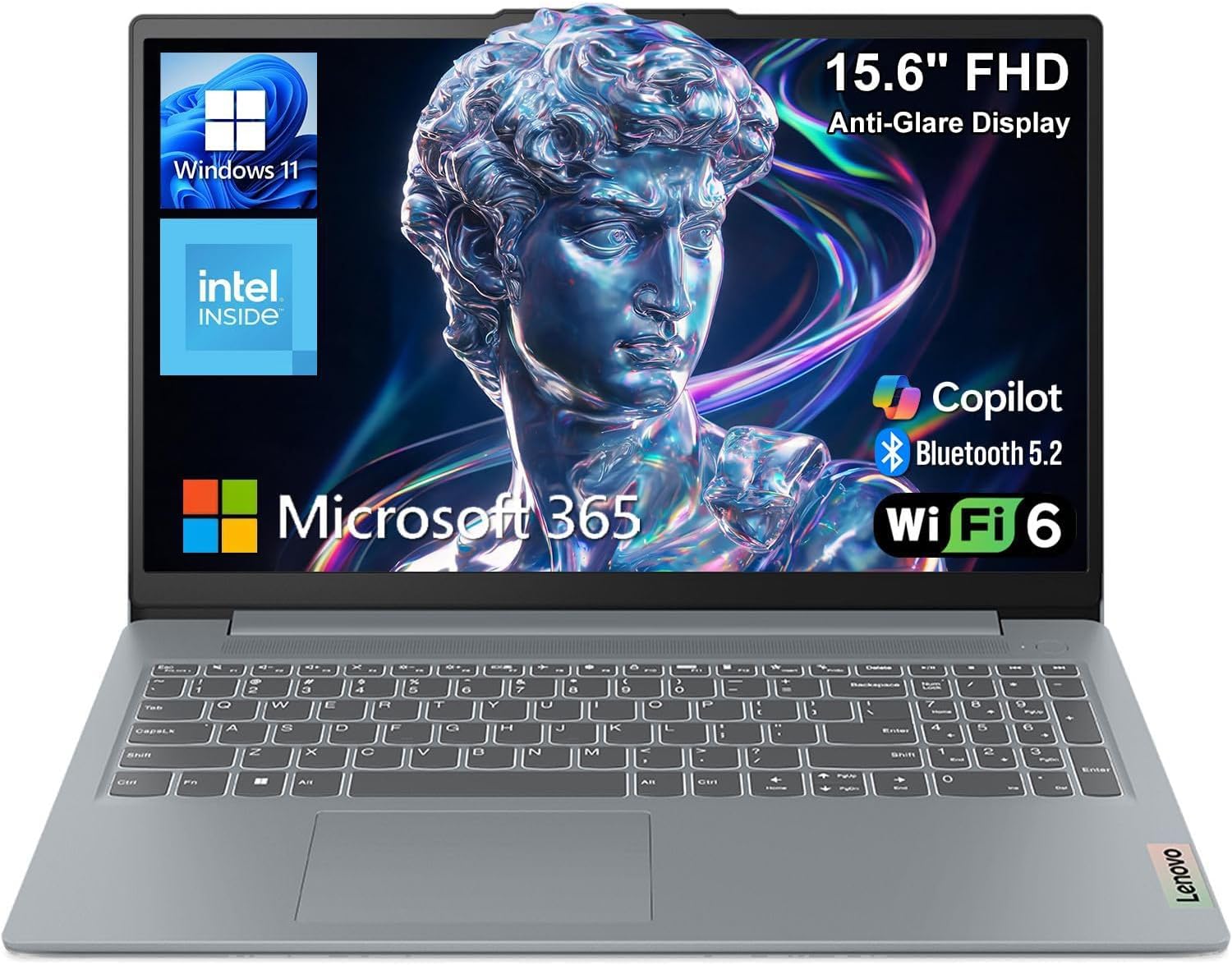 Lenovo Essential 15.6" FHD Everyday Laptop, Intel Processor, 128GB Storage | Long Battery Life, Anti-Glare Display, Office 365, Copilot AI, WiFi 6, Bluetooth 5.2, USB-C, Win 11