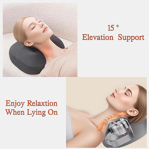 Miniatura 4 de Shiatsu - Masajeador de espalda con calor inalámbrico calentado para cuello y hombros, almohada térmica de doble cara para cintura y abdomen,