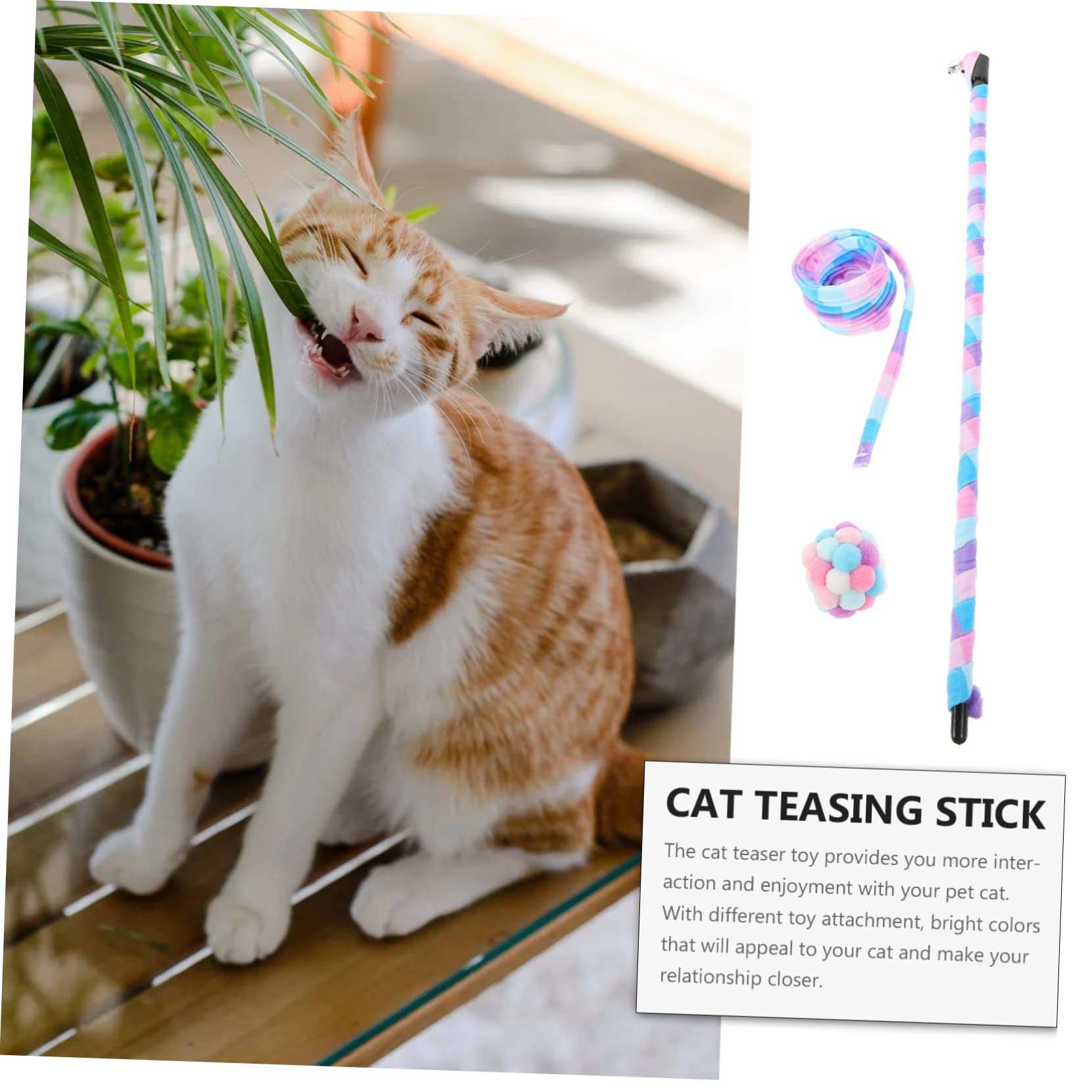 POPETPOP 5sätze Cat Teaser Spielzeug Mit Federn Bunten Anhängern Und Stäben Interaktive Katzenangel Für Gesunde Und Kätzchen Für Indoor-Spiel