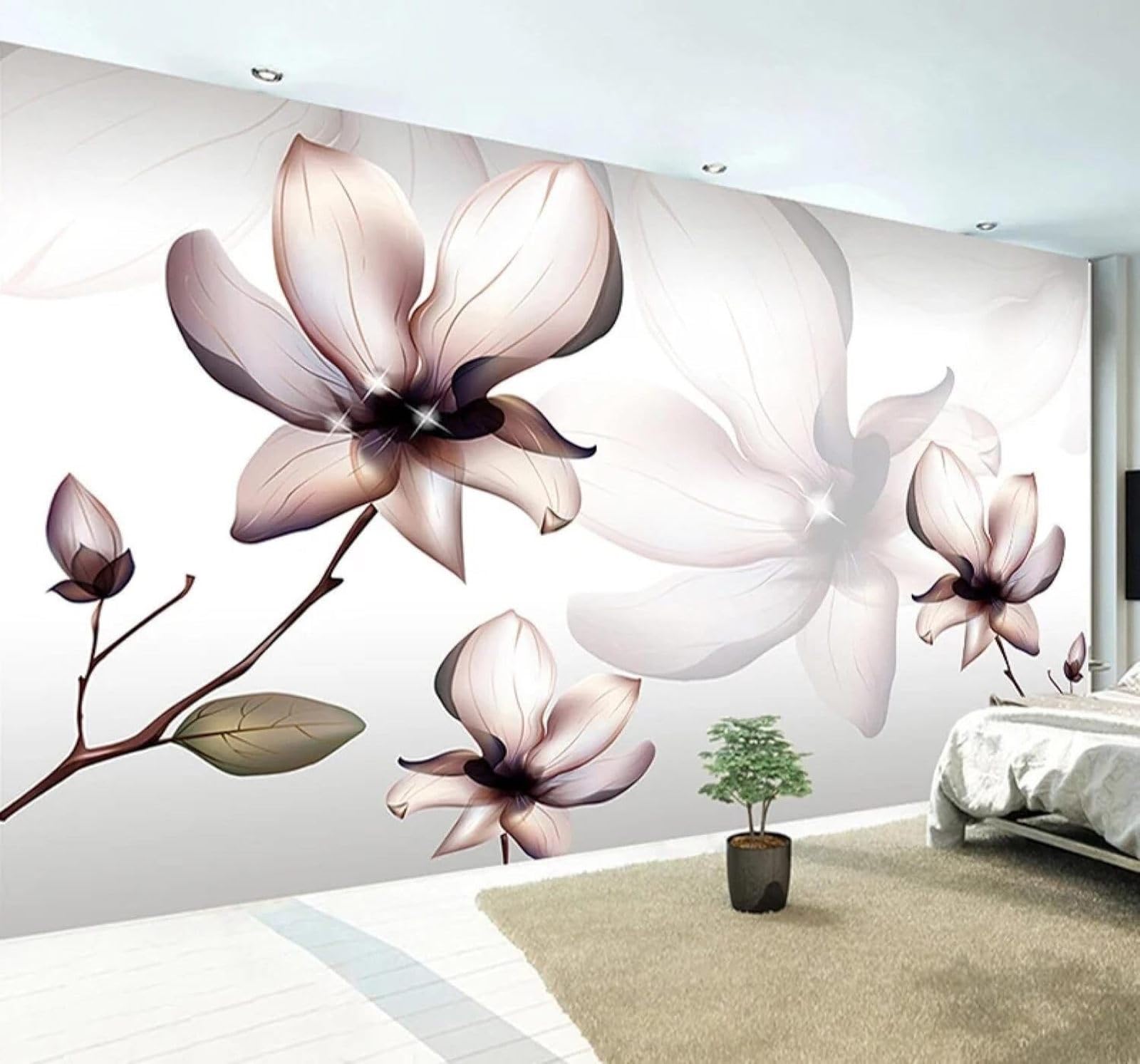 Tzxztt 250Cm×170Cm(B×H) Minimalist Three Dimensional Beautiful Flowers Art Modern 3D Wallpaper Premium Textured Silk Neutral Tones Material Ideal For Living Room Bedroom-250Cm×170Cm