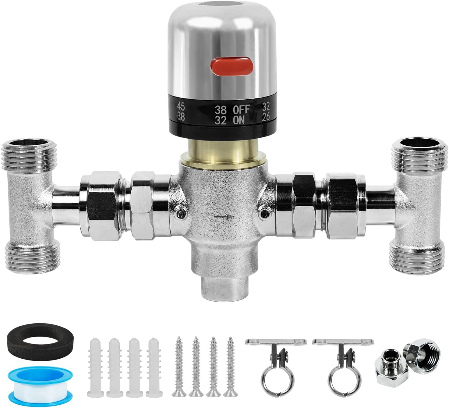 WASSERMANN Adjustable Temperature Sensor Valve for Instant Hot Water Recirculating System，304 Stainless Steel Bypass Sensor Valve Replacement for the Plastic