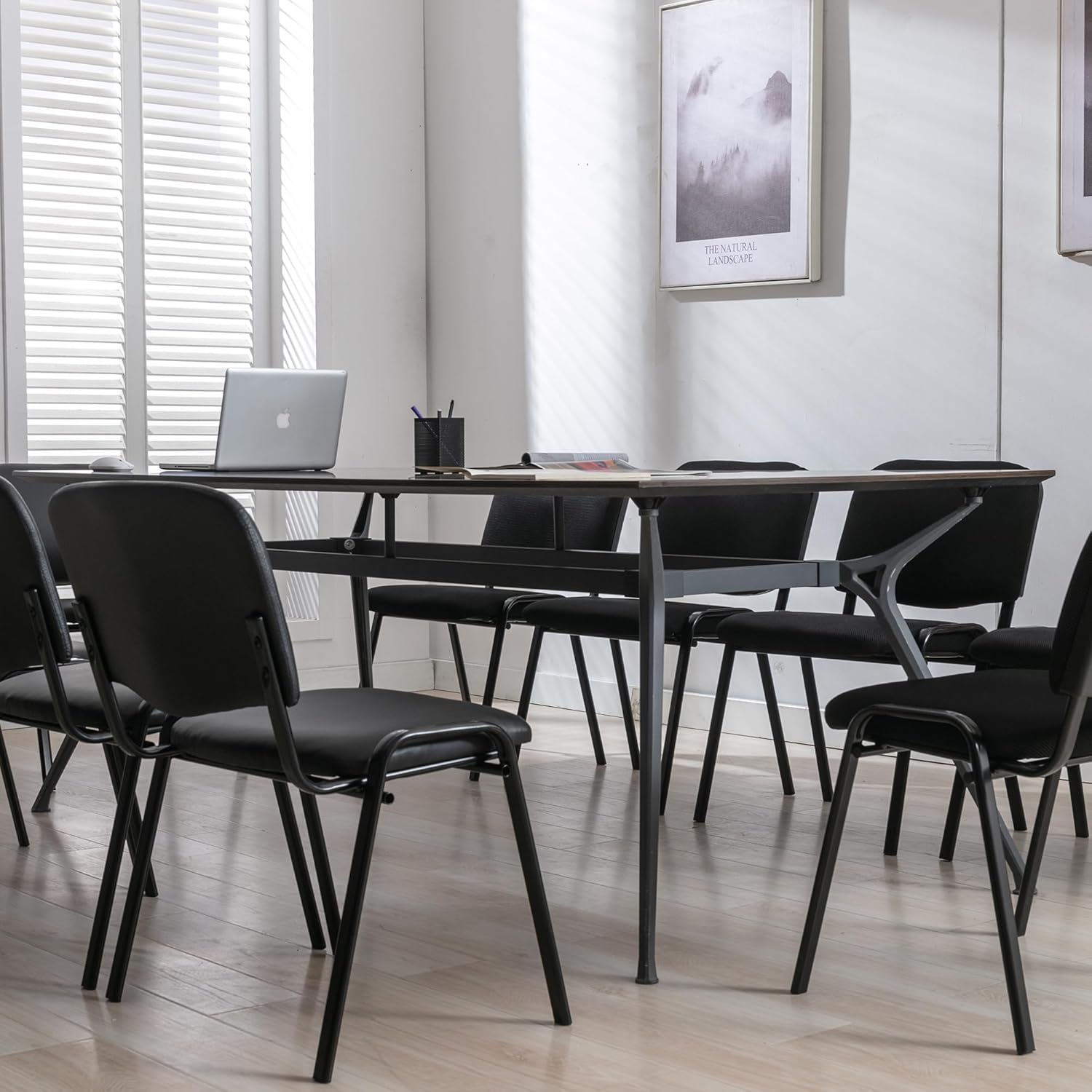Wahson Mesh Reception Chairs Set of 20, Black Stackable Waiting Room Chairs, Padded Armless Conference Room Chair, Stacking Office Guest Chairs for Meeting, Lobby, Church, Classroom