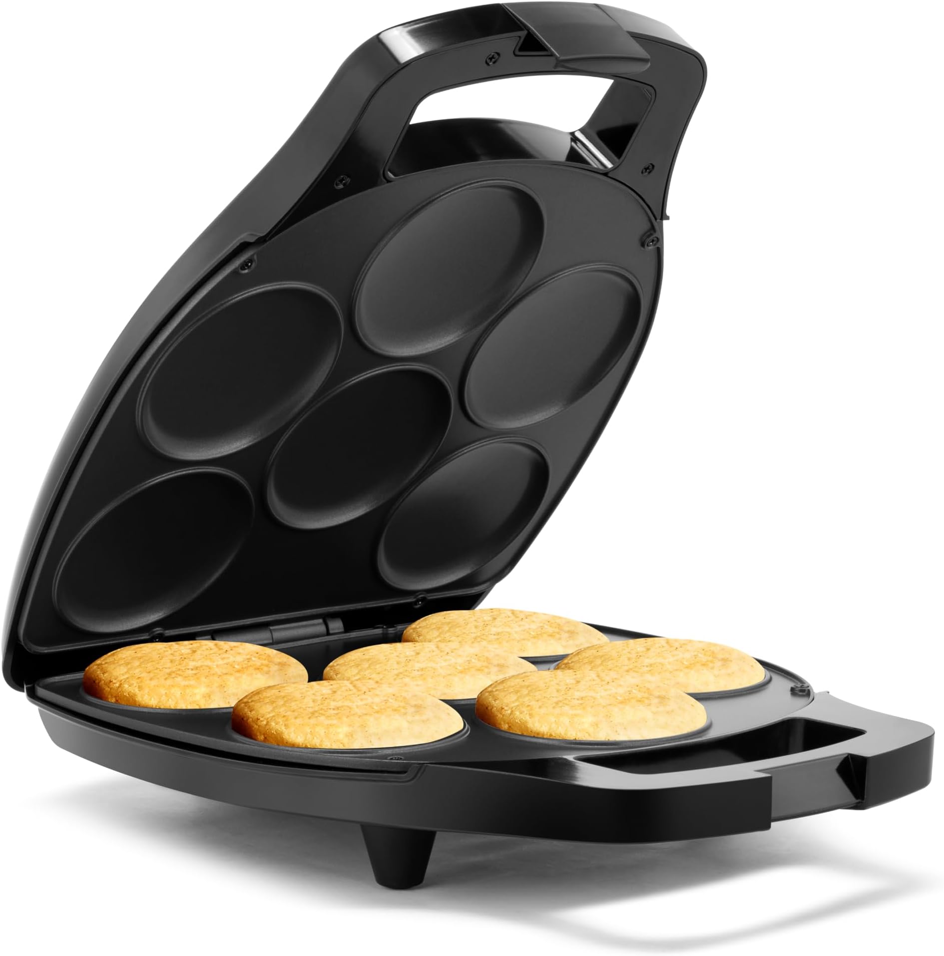 Holstein Housewares Non-Stick 6-Section Multi-Food Maker - Arepas, Mini Pancakes, Corncakes and More - Black,12 Inch