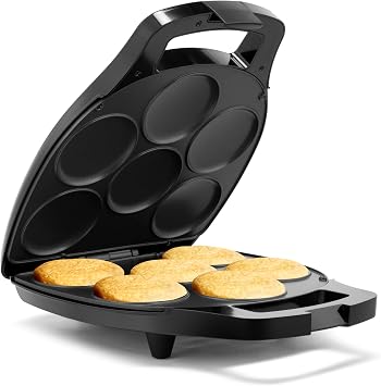 Holstein Housewares Non-Stick 6-Section Multi-Food Maker - Arepas, Mini Pancakes, Corncakes and More - Black,12 Inch