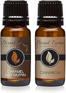Eternal Essence Oils 2 Pack 10ml Premium Fragrance Oil Caramel & Cinnabon for Candle, Soap Making, Aromatherapy, Diffusers, Home Care, & Humidifiers