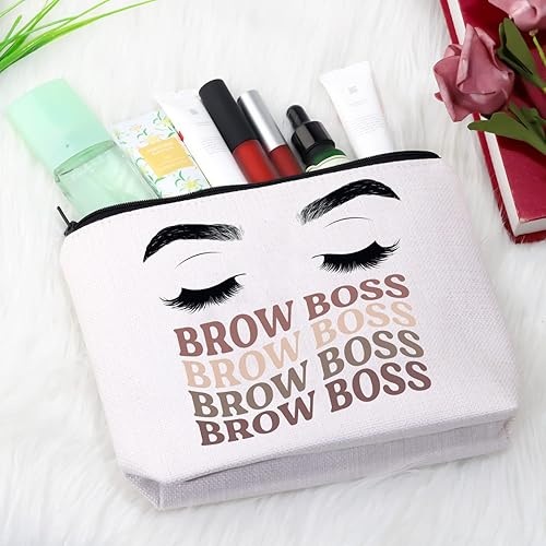 Miniatura 5 de GJTIM Brow Boss Bolsa de Maquillaje Microblading Cejas Esteticistas Regalo Esteticista Regalo Cejas Belleza Viaje Cremallera Bolsa, Bolsa para cejas