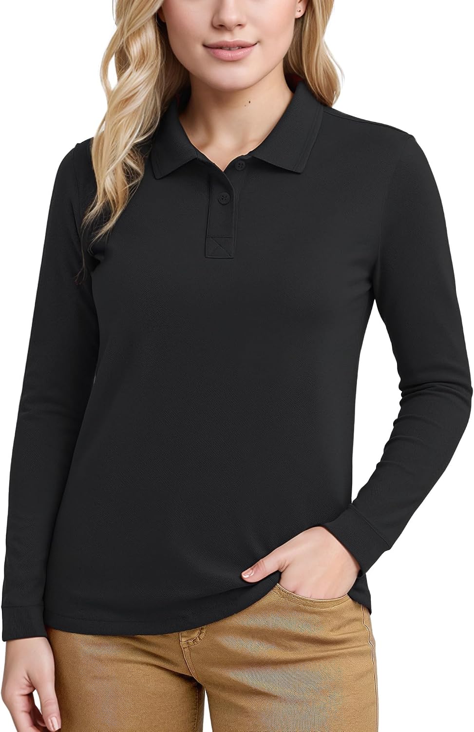 Decrum Long Sleeve Polo Shirts for Women Trendy Casual Womens Golf Shirt Tops