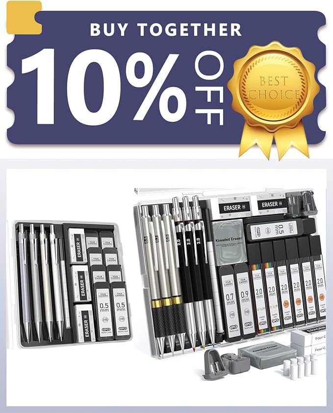 Four Candies 0.5mm Mechanical Pencil Set with Case + 25PCS