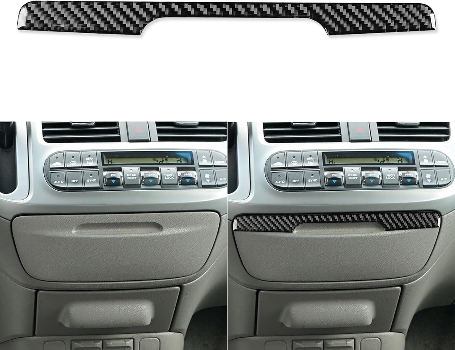Real Carbon Fiber Car Central Console Cup Holder Box Panel Decorative Strip Trim Sticker Compatible with Honda Odyssey(RL3/RL4) LX/EX/EX-L/Touring 2005-2010 Auto Interior Accessories Black