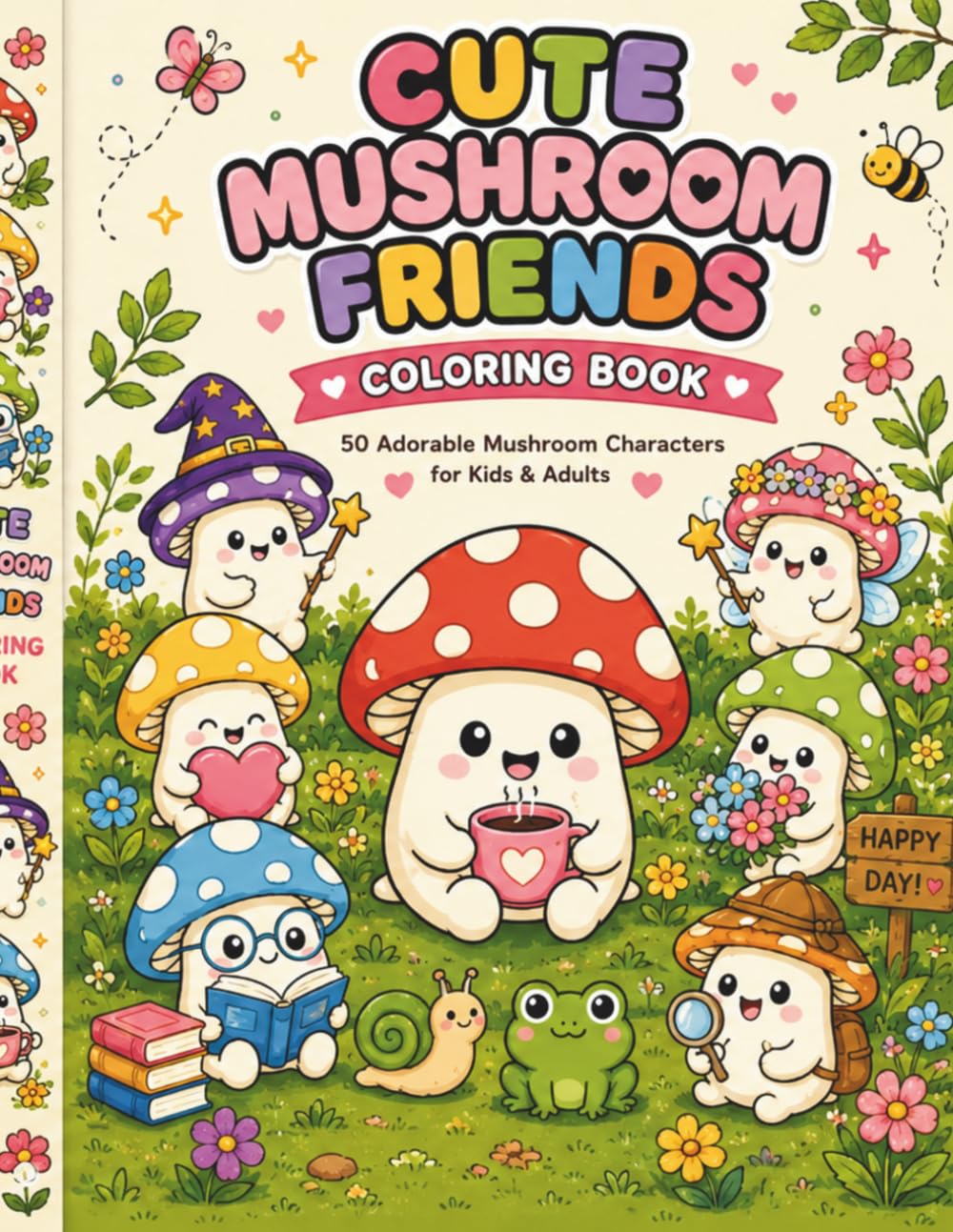 Cute Mushroom Friends Coloring Book