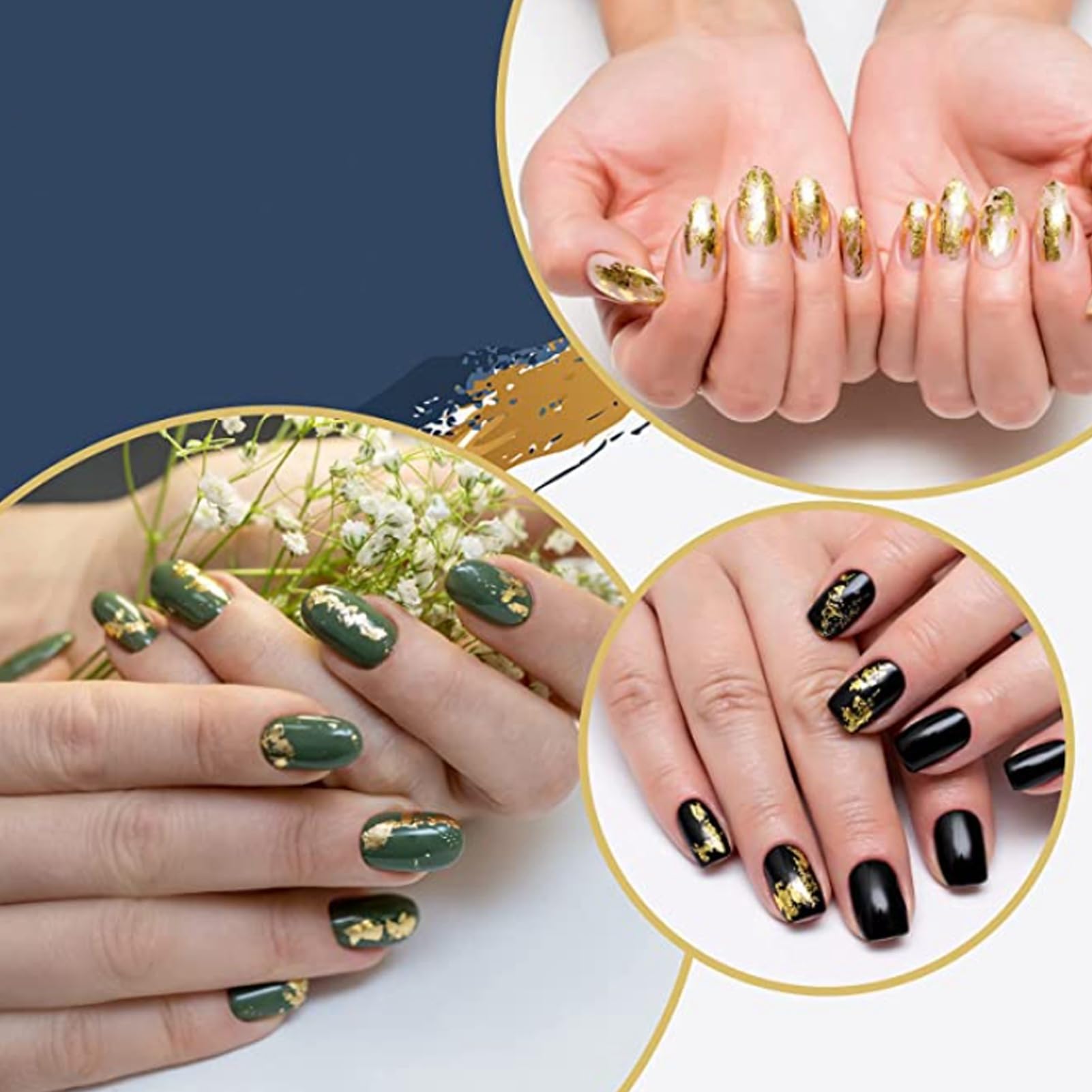 Gold Leaf Sheets 500 Pieces, Imitation Gold Leaf for Arts, Crafts Gold Foil Paper Material Not Easy to Fade, Always Shiny 3.7x3.3in