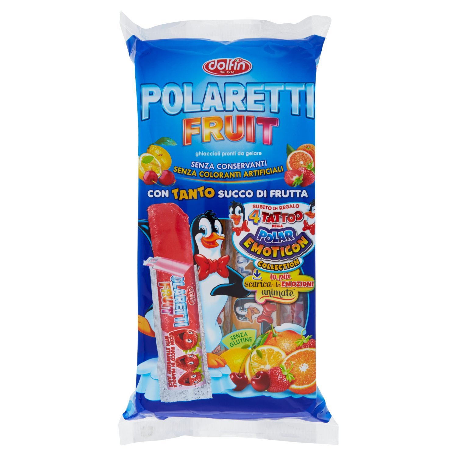 Dolfin - Polaretti Fruit, Ghiaccioli Pronti da Congelare, Senza Glutine e Conservanti, ai Gusti di Frutta - 8 confezioni da 400 ml [3200 ml]