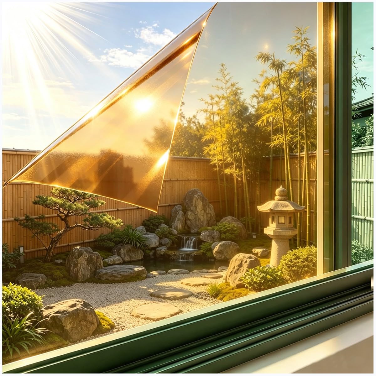 Bananaww Window Privacy Film Static Cling Reflective Glass Film for Home Office Bathroom, Daytime Privacy Window Tint Film, Anti Glare Heat Control UV Protection Film, 6 Colour Options