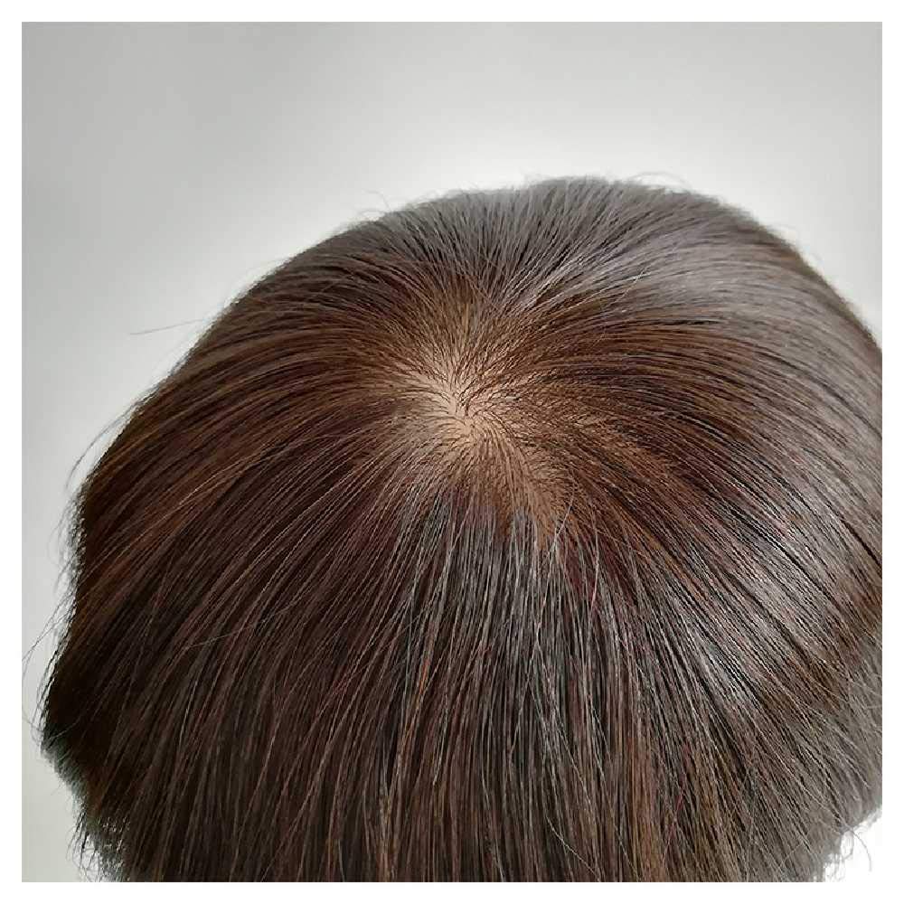 YXOPB Men's Wig Hand Stitching Real Human Hair Full Woven Men's Wig Short Hair