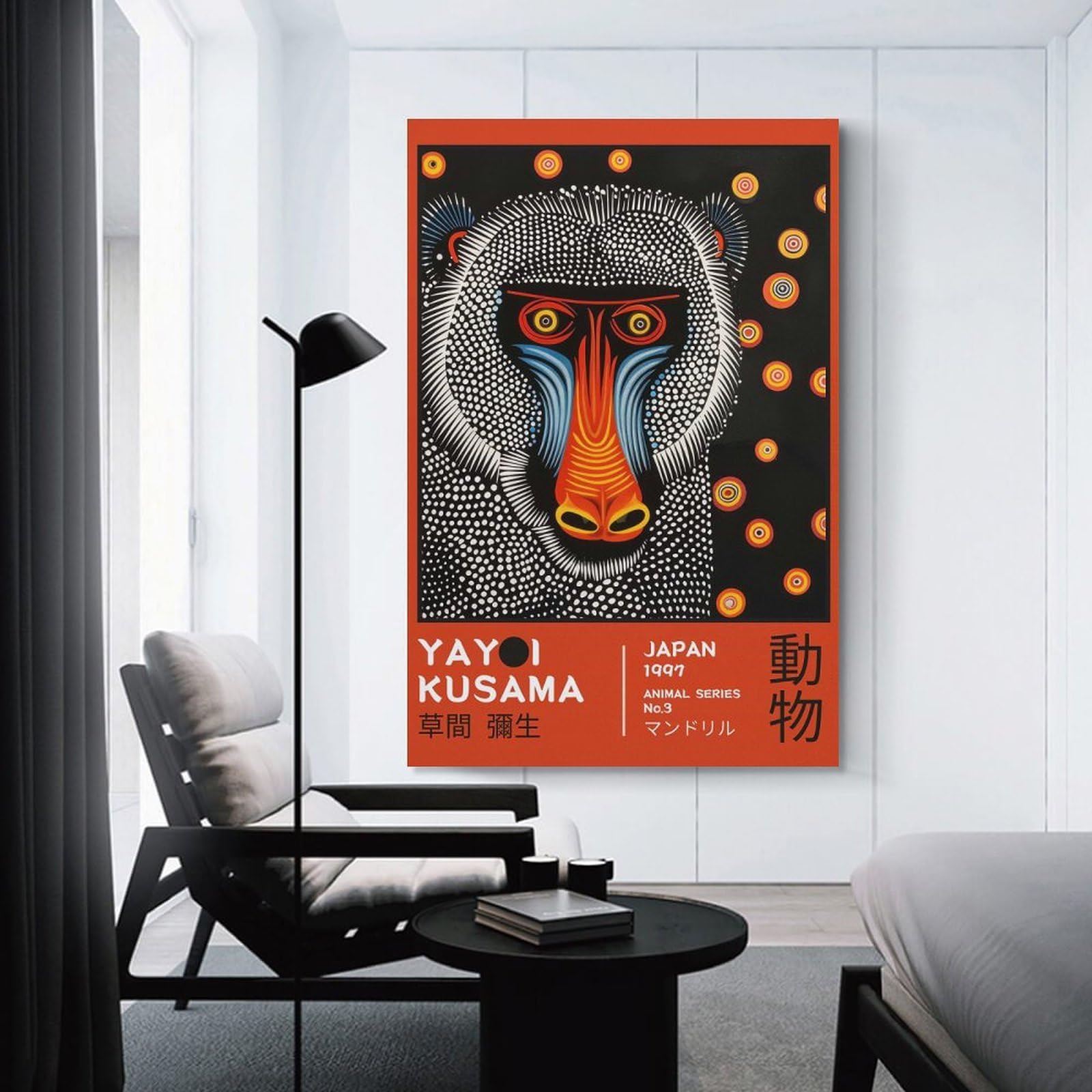 Junmoney Unframe-Style-14 Yayoi Kusama Mandrill No.3 Exhibition Poster Canvas Wall Art 24X36inch(60X90cm), For Workspace Walls, Study Corners Or Bedrooms, Wall Art That Adds Style To Work Areas