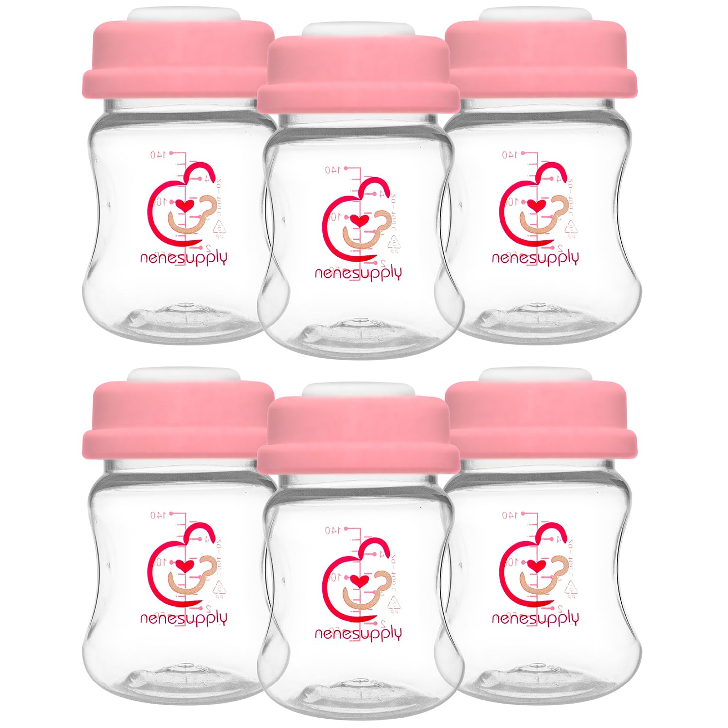 Nenesupply Storage Bottles Collection for Spectra S1 S2 Motif Luna Breast Pumps 6 pc 4.7oz 140ml with Collar and Sealing Disc. Breastmilk Storage Replace Spectra Bottles for Pumping Wide-Mouth