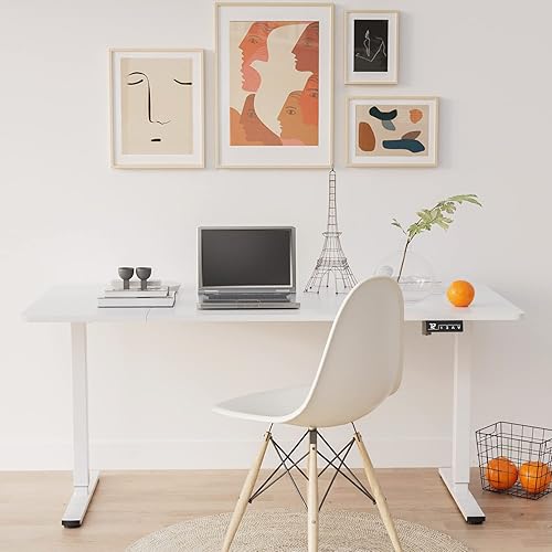 Miniatura 2 de YESHOMY Escritorio eléctrico de pie ajustable en altura, mesa de computadora de 55 pulgadas, estación de trabajo de oficina en casa, patas