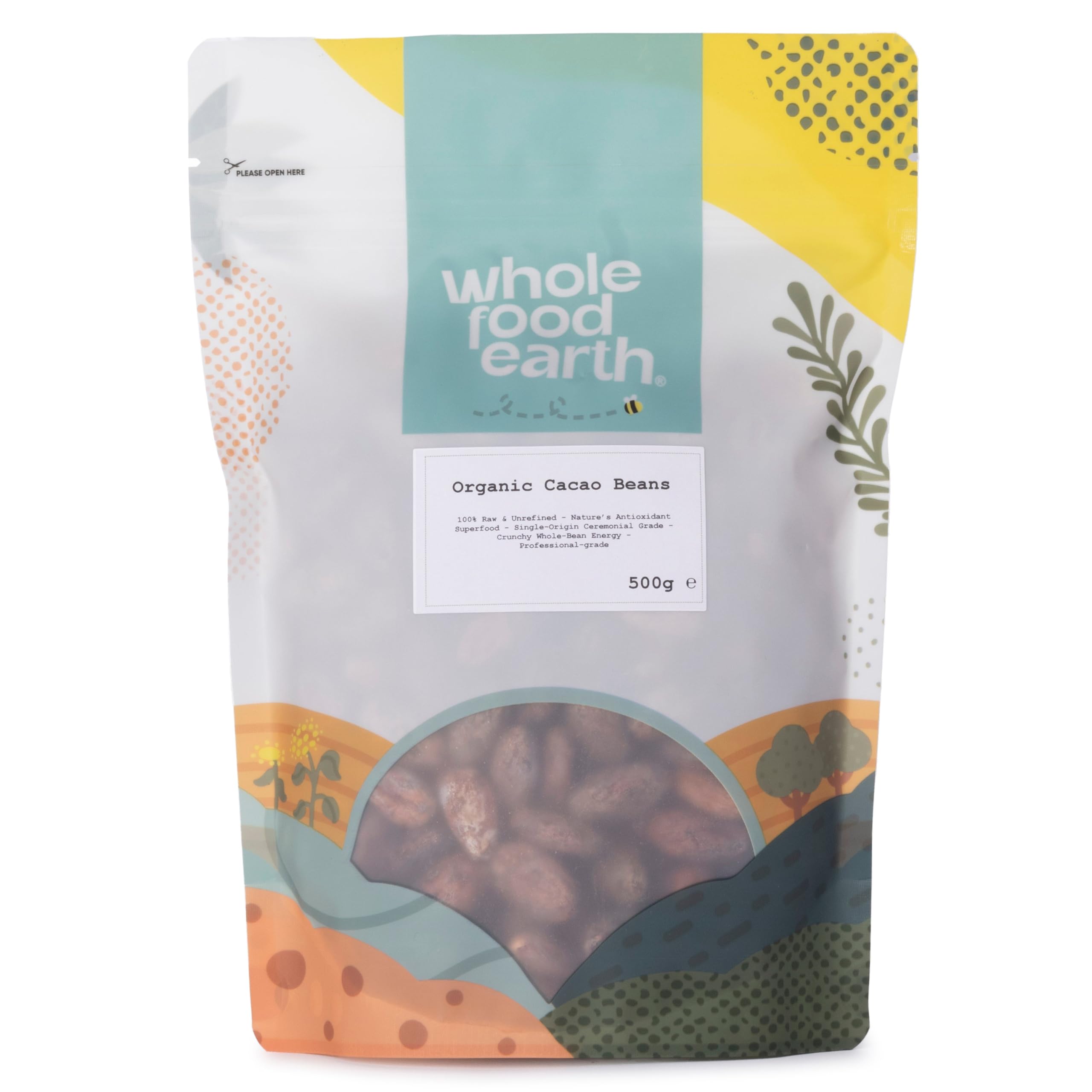Wholefood Earth Organic Cacao Beans 500g | Organic | Raw | Whole