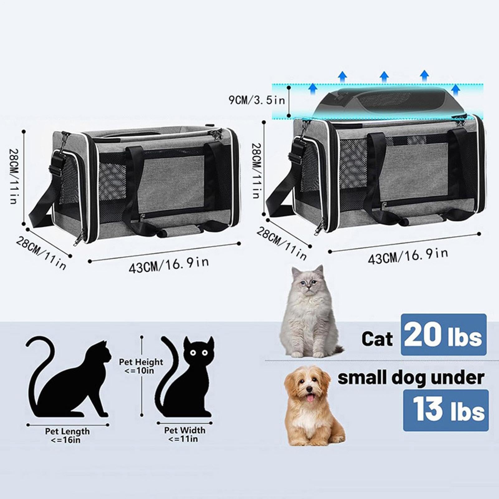 Transporter dla kota, oddychająca siatka, miękka i rozbudowana strona - torba podróżna dla kotów, na piesze wycieczki, kemping, spacery
