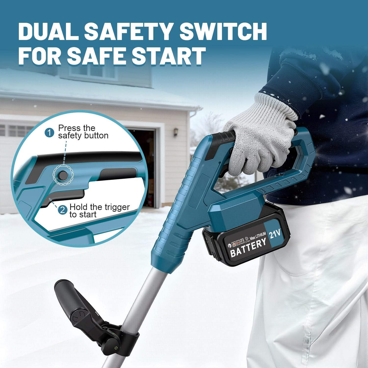 Fraise à Neige sans Fil 28cm Largeur de Travail 6M Distance de Projection avec 2 Batteries 3.0Ah pour Patio, Terrasse et Allée
