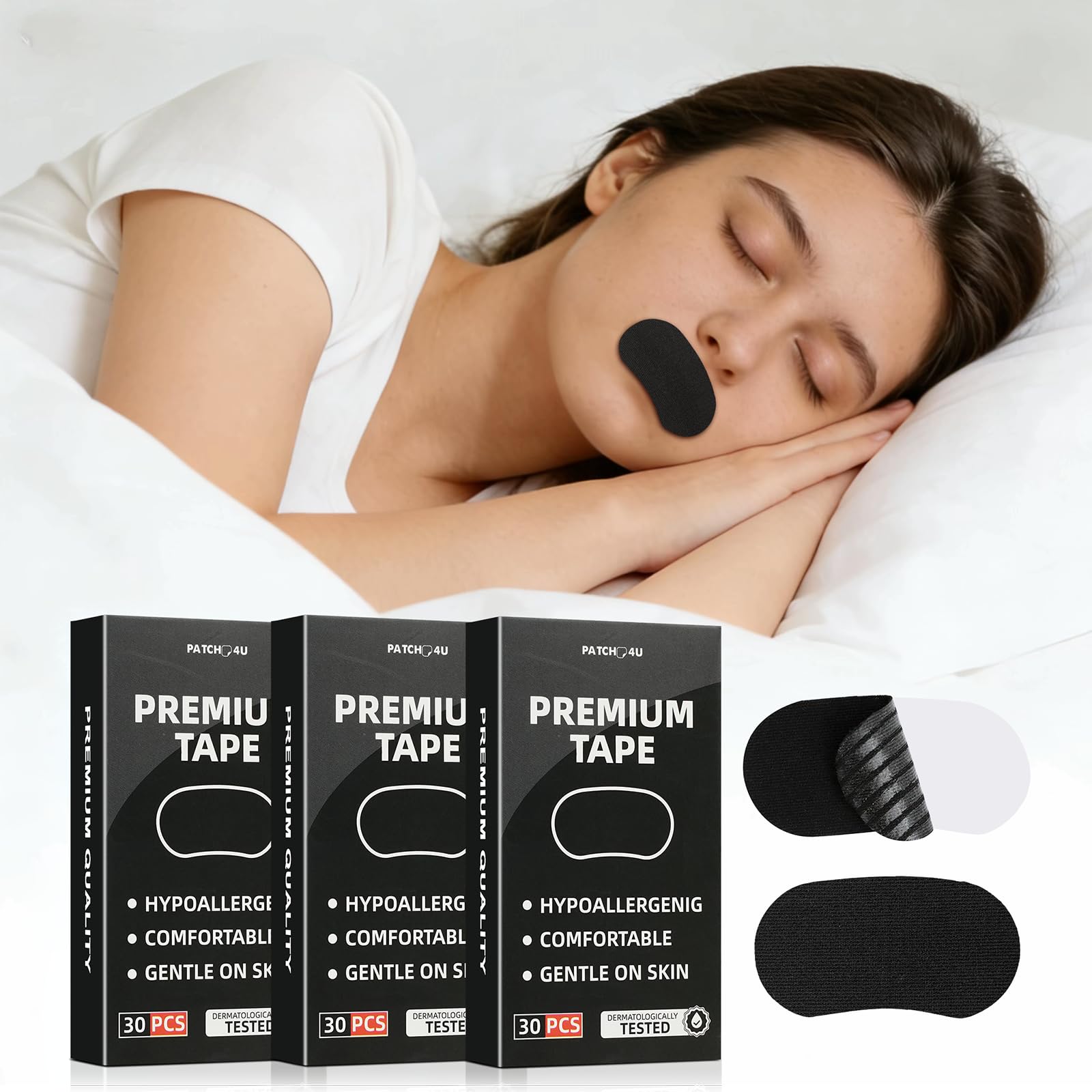 Mouth Tape for Sleeping 90 Pezzi, Cerotti Bocca per Dormire per Migliorare le Cattive Abitudini Russare, Mouth Tape for Sleeping, Parlare nel Sonno, Sbavare, Dispositivo - 1