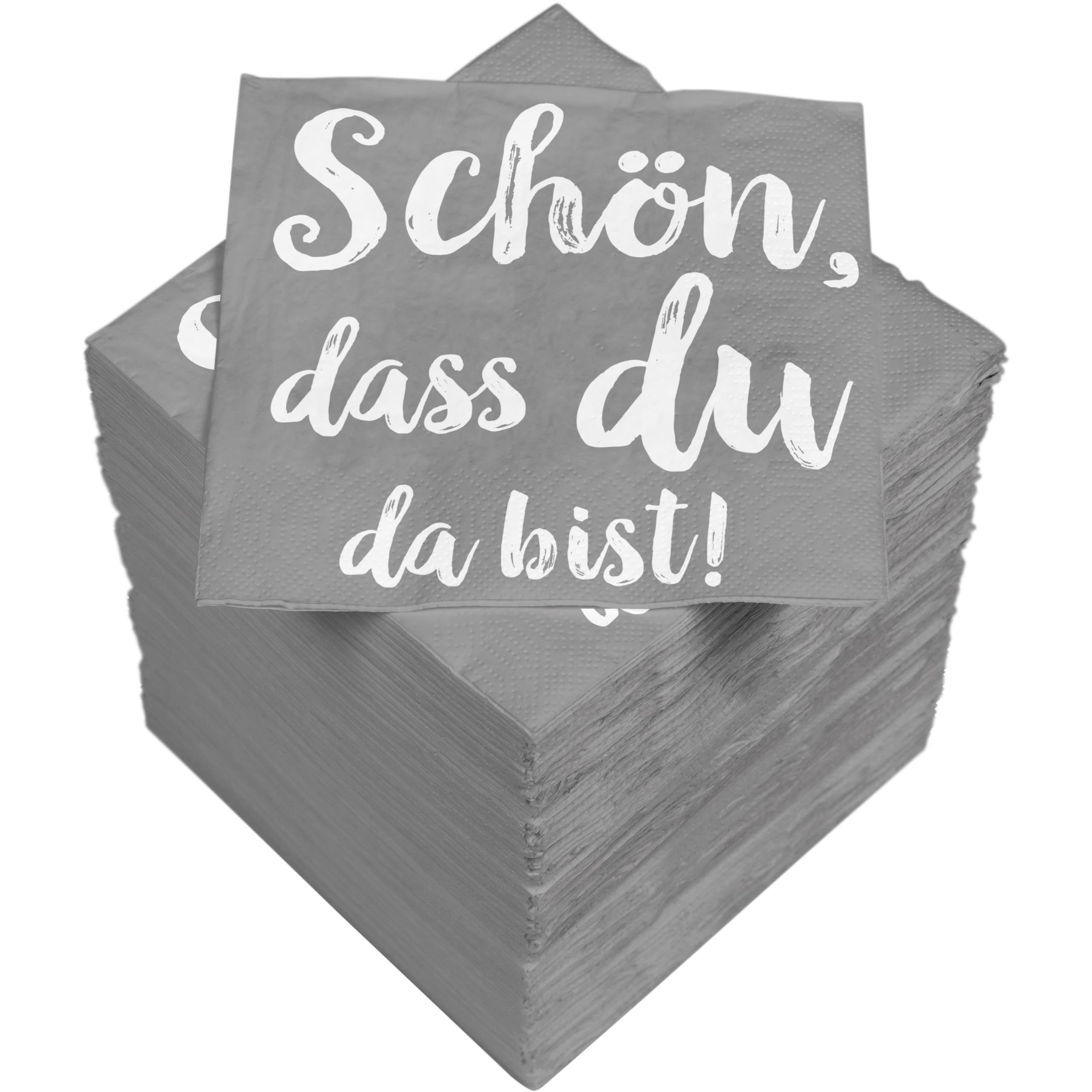HEKU 'Schön DASS du da bist' Cocktail Napkins, 3-Ply, 25 x 25 cm, Pack of 150, Stylish Design, Ideal for Celebrations, Practical Packaging