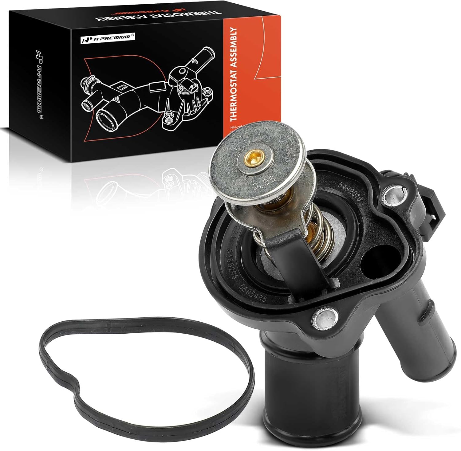 A-Premium Engine Coolant Thermostat Housing Assembly with Sensor Compatible with Ford Focus 2005-2011, Ranger 2001-2003 & Mazda B2300 2001-2003, 2.0L 2.3L, Replaces for 1S7G8575AH, 1S7G8575AJ