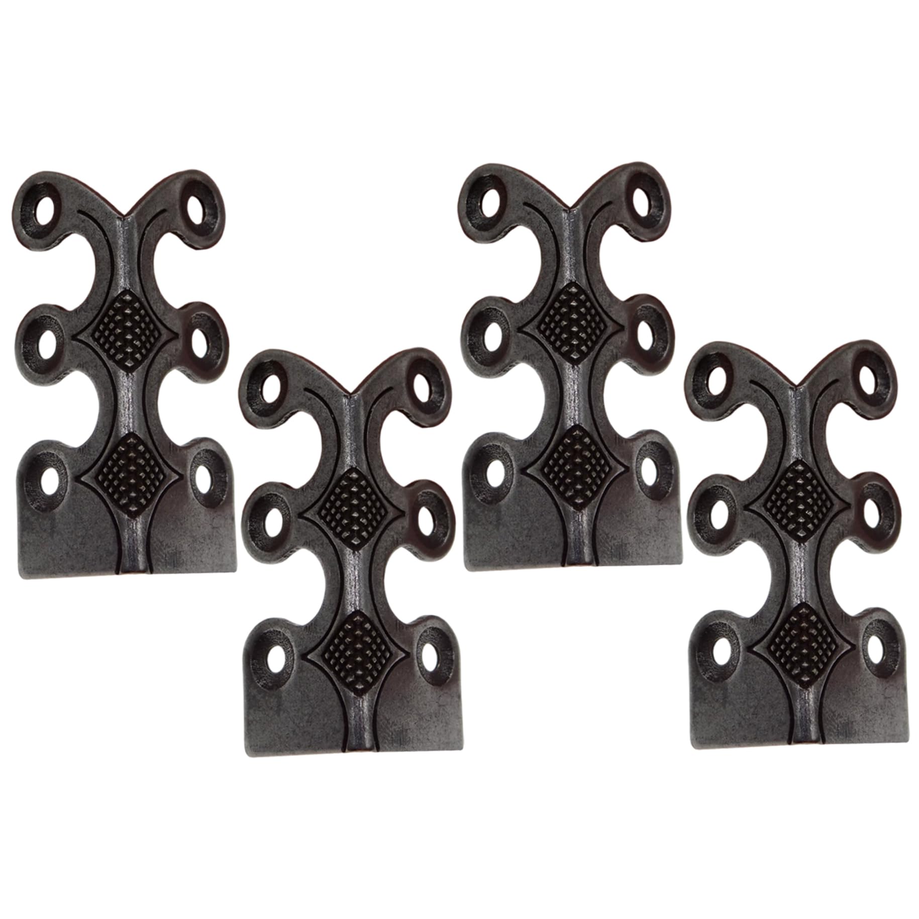 4-Pack Baseboard Corner Protectors - Vintage Style Decorative Corner Brackets, Metal Guards with Screws for Wood Tables, Cabinets, Baseboards, Black, Furniture Guards