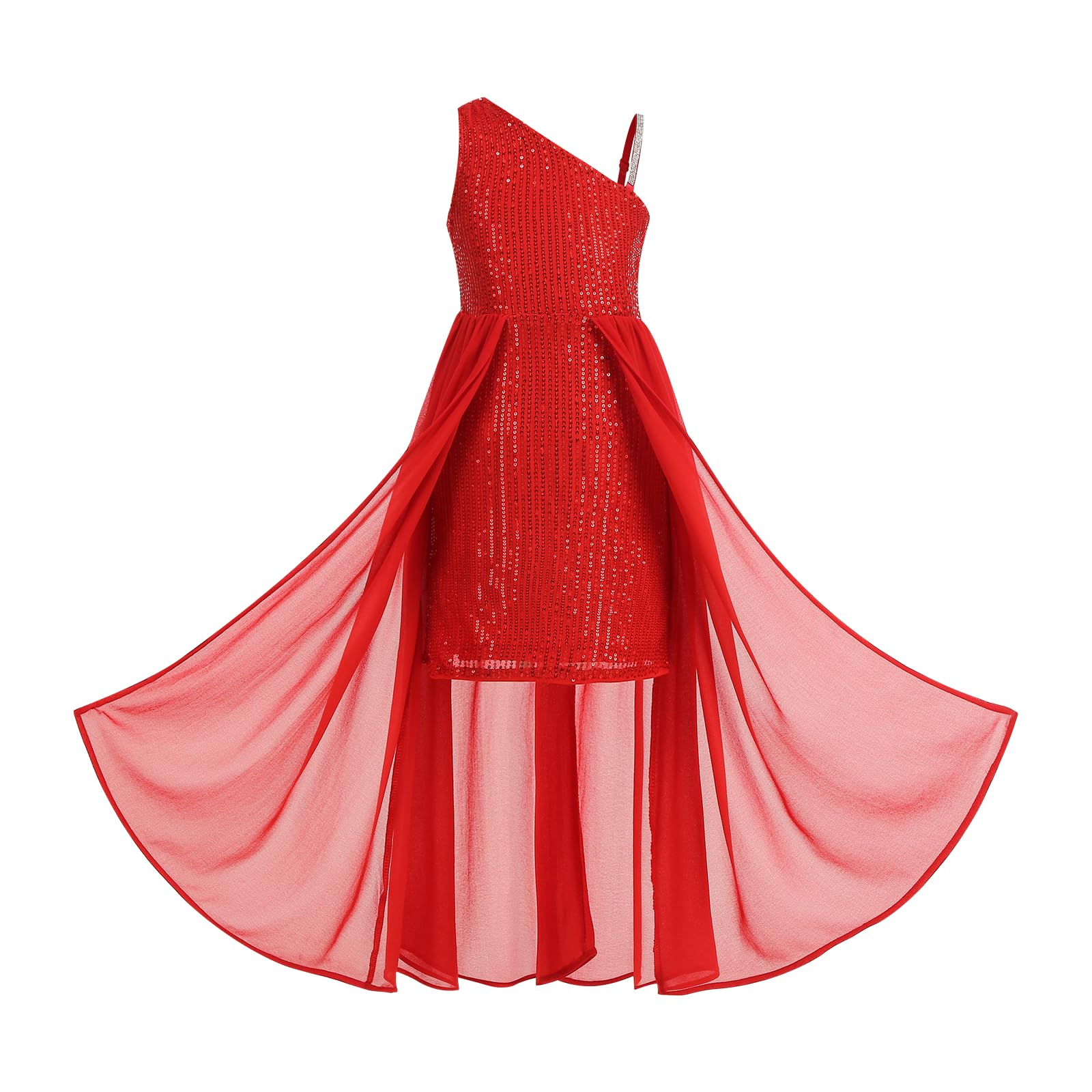 Ullicca Girls Sequin Dress One Shoulder Pageant Prom Dress for Birthday Formal