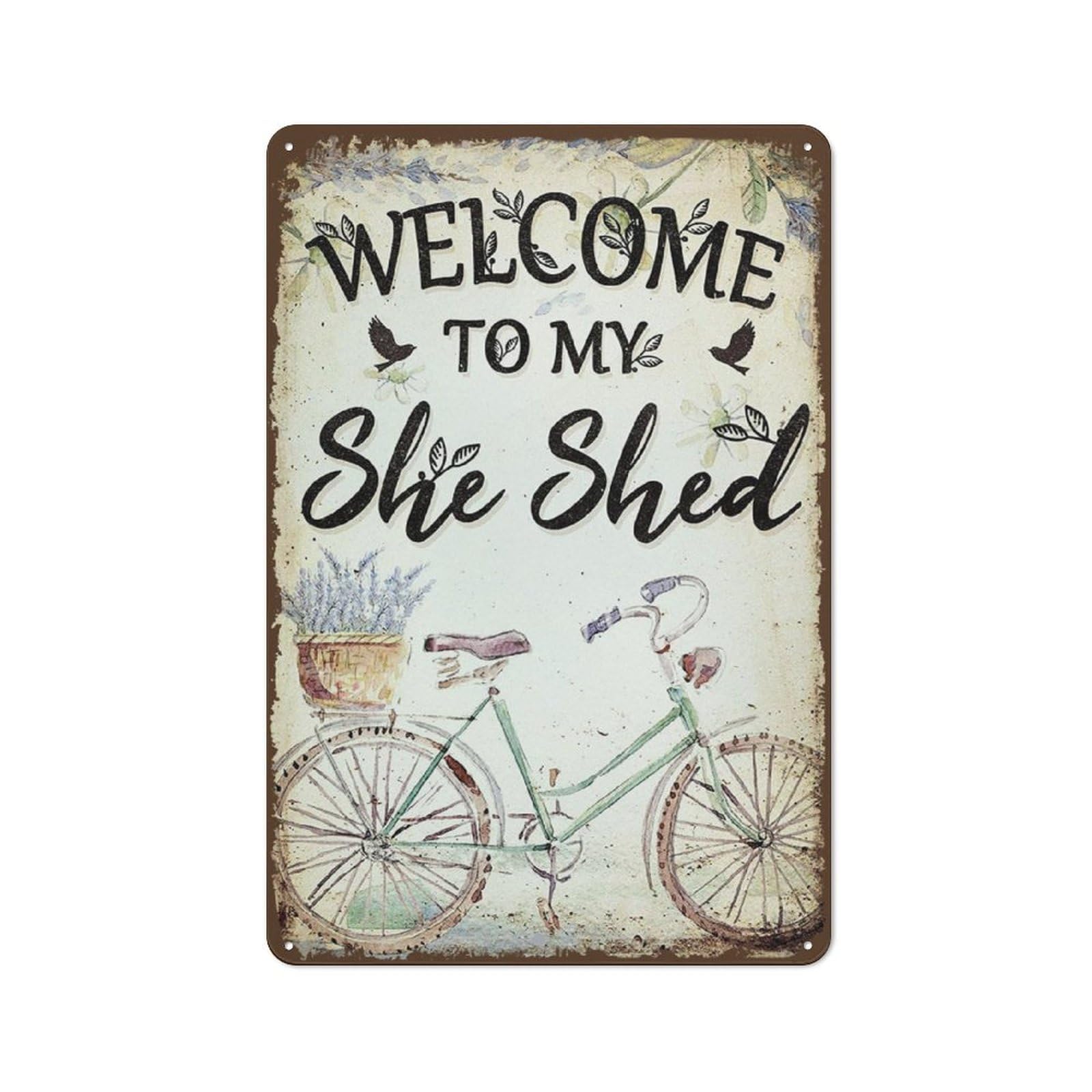 Kimghds Women's Tin-1048 Tin Signs Vintage Tin Sign She Shed Metal Tin Sign Farmhouse Wall Sign For Home Kitchen Garden Cave Gift For Girlfriend Aluminum Metal Sign Welcome To My She Shed 12X8 Inch