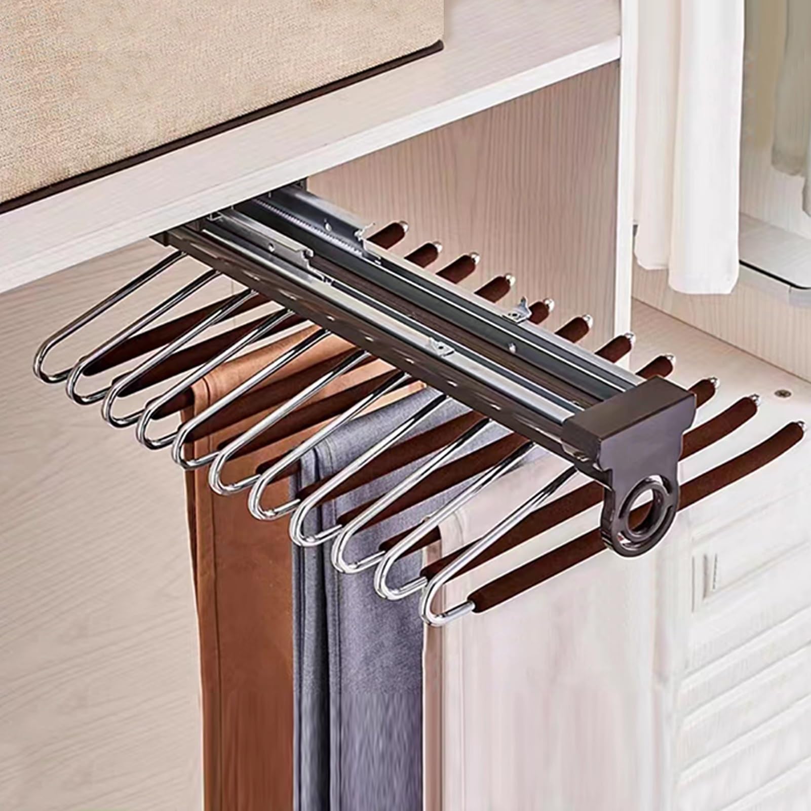 Porte-vêtements extractible en alliage d'aluminium et rail double rangée