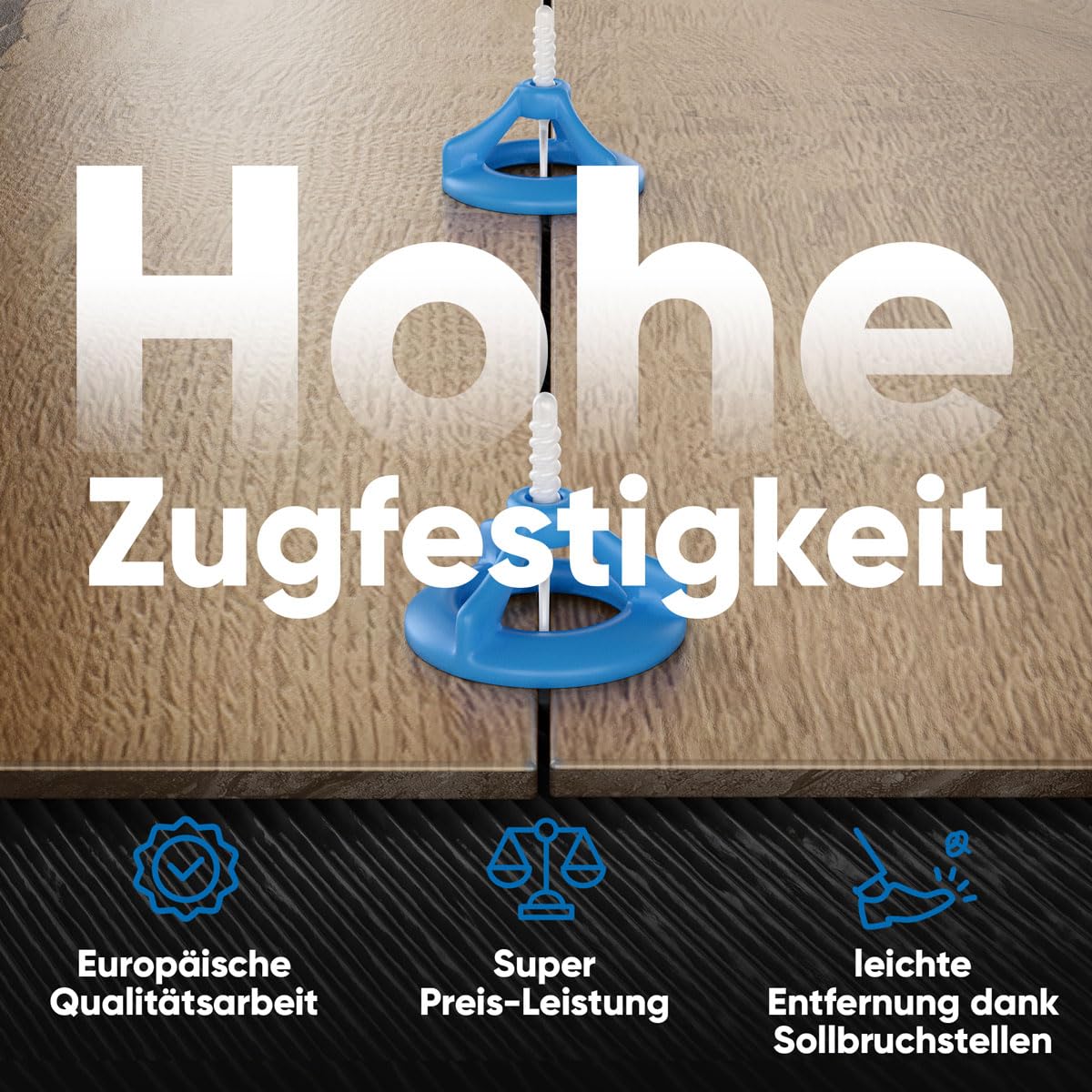 BH BAUHANDEL24 Fliesen- Nivelliersystem, Verlegehilfe Fliesenkeile Fugenkreuze - Set S, 2mm