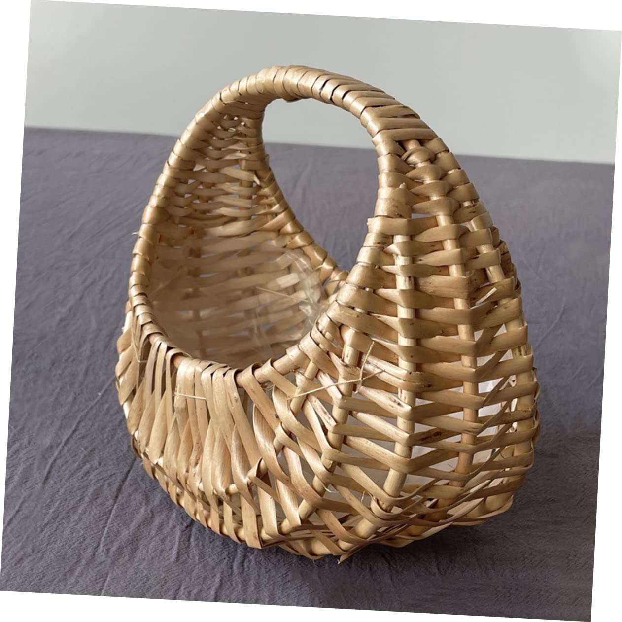 Ciieeo Handmade Rattan Flower Arrangement Basket Portable Weaving Basket for Weddings Home Decor and Flower Compact with Handle for Jewelry and Decorative Items