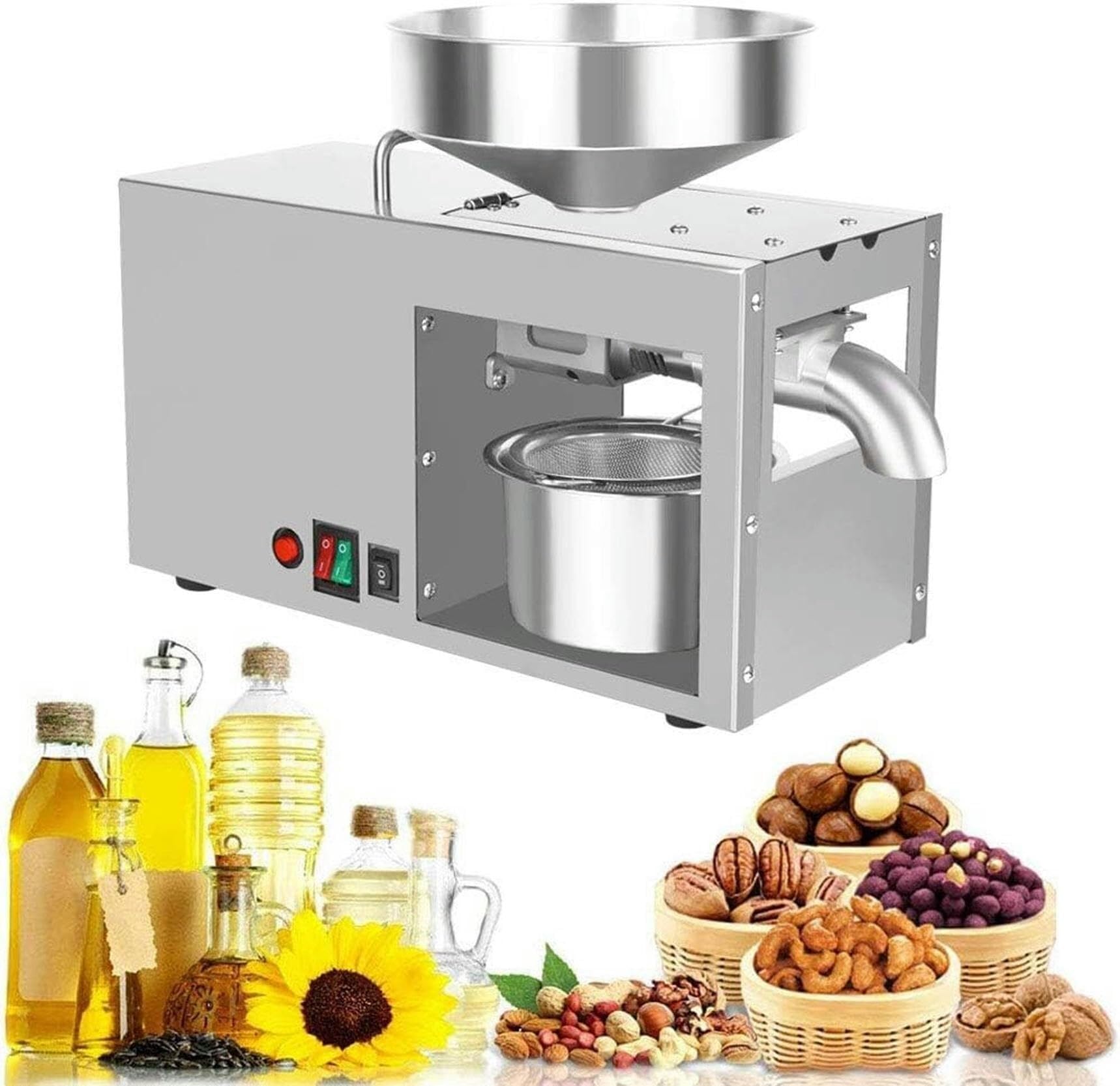 MYUYEE Oil Press Extractor Machine Intelligent Automatic Oil Press Machine Stainless Steel Cold Hot Nuts Oil Expeller Household Commercial Seed Oil Press