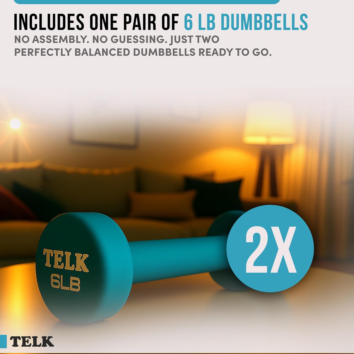 TELK Fitness Neoprene Dumbbells Set of 2 – Non-Slip Hand Weights for Home Workouts, Strength Training & Toning – Compact, Comfortable Grip for Women & Men