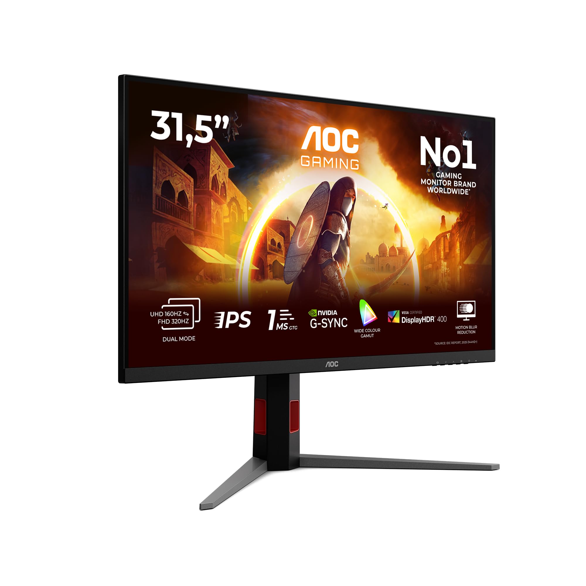 AOC U32G4U Gaming Monitor 32 Pulgadas, 160Hz Panel Fast IPS, 0.5HDR400, Adaptive Sync, G-Sync Compatible, Altura Ajustable, (3840x2160 HDMI 2X 2.1 DP 1x 1.4 USB Hub) Negro