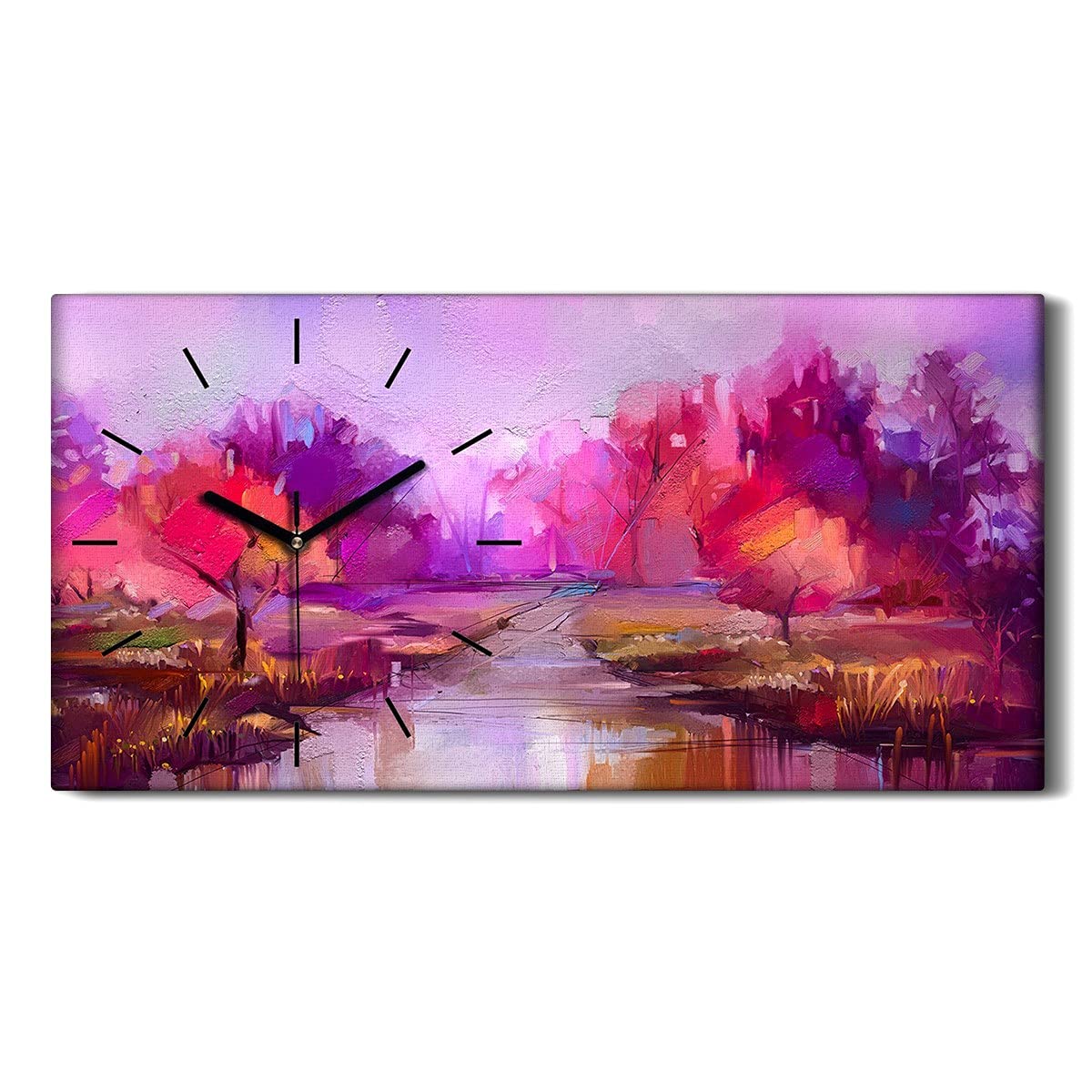 Horloge sur toile foret 60x30cm pour deco salon