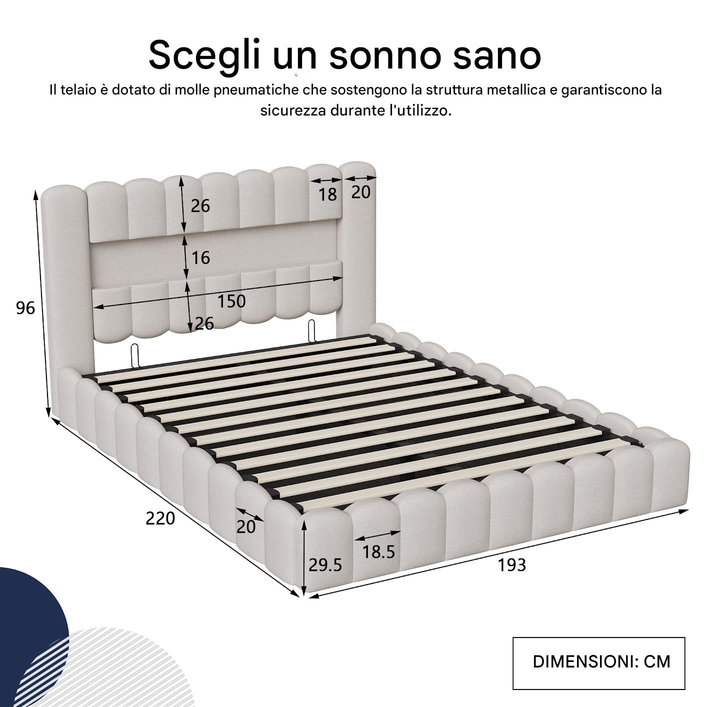 Letto King Size 180x200 con Contenitore Idraulico, Letto Imbottito con LED e USB, Struttura Letto Matrimoniale Grande con Testiera Portaoggetti, Beige, Lino (Senza Materasso)