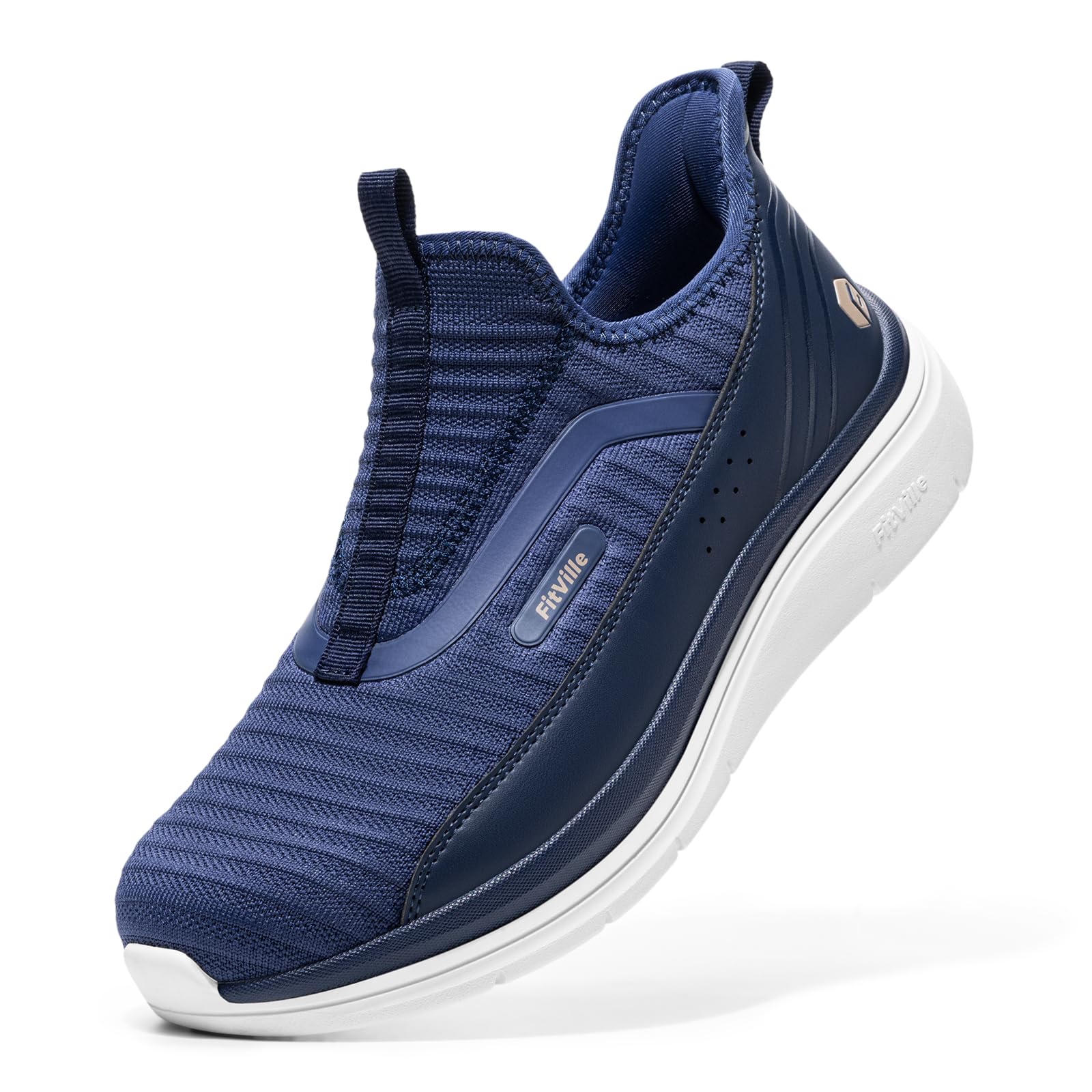 FitVille Zapatillas para Caminar Hombre Sin Cordones Transpirables Slip-on