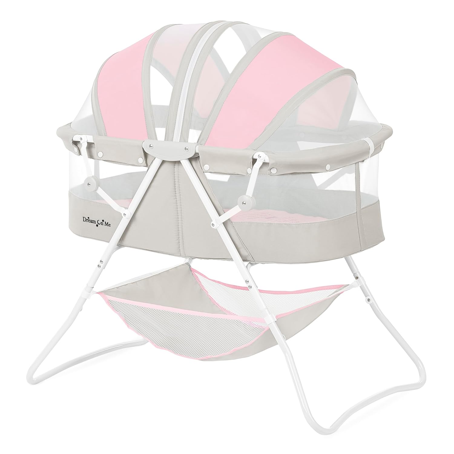Dream On Me Karley Bassinet in Grey and Pink Grey/Pink