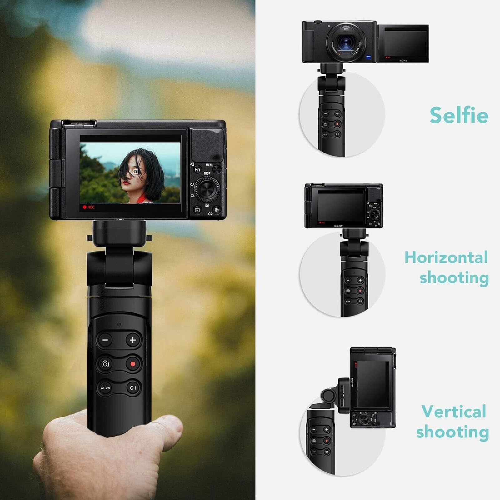 Wireless Bluetooth Remote Control Shooting Grip Mini Tabletop Tripod Replaces GP-VPT2BT For Sony A7CR A7CII - View #4