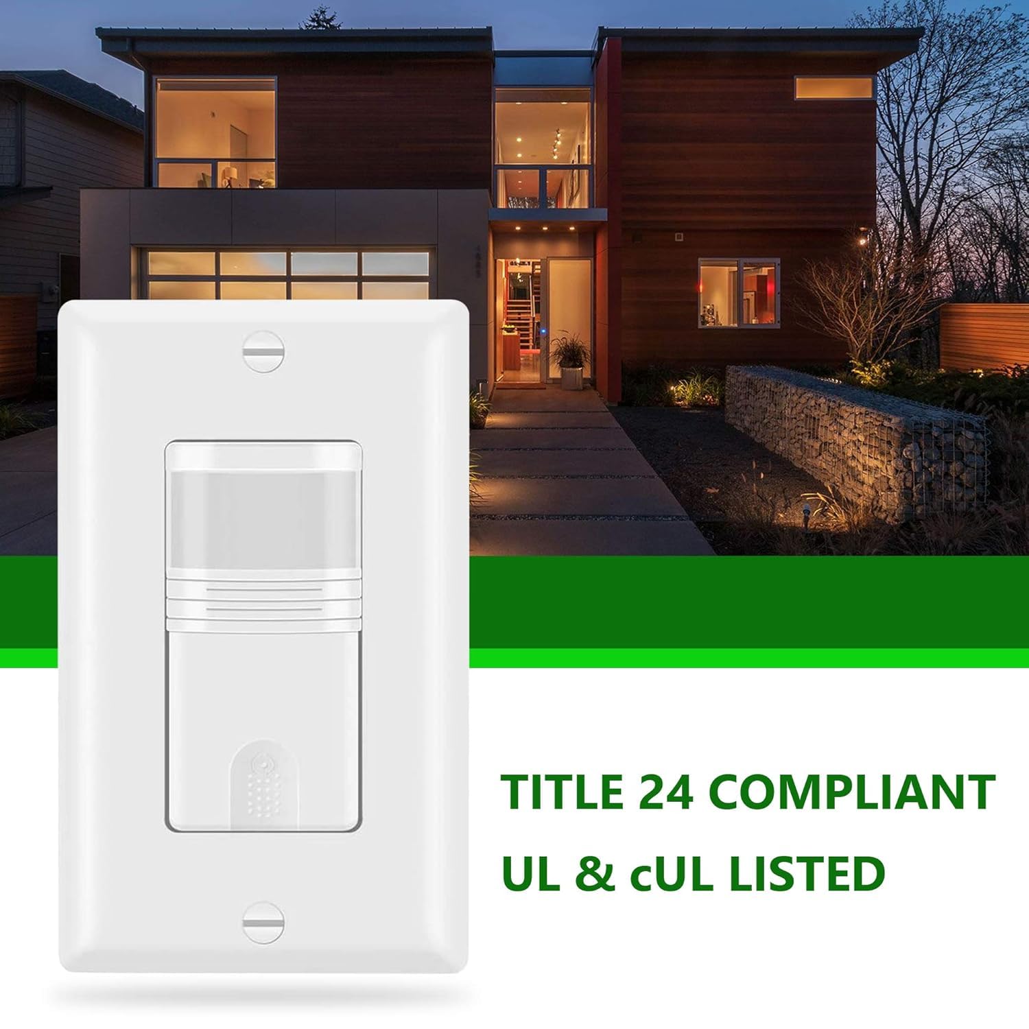 Vacancy and Occupancy Light Switch, 3 Way Sensor Switch, 180°, Max. 720 Square Feet, 120/277 VAC, 60Hz, Neutral Wire Required, UL Listed - White (4)