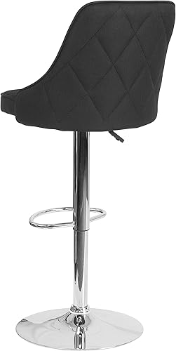 Miniatura 4 de EMMA + OLIVER Taburete de bar de altura ajustable de tela negra