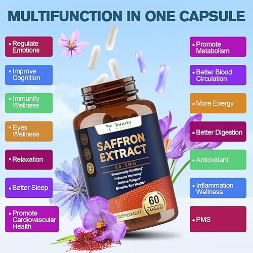 Miniatura 4 de Suplementos orgánicos de azafrán feliz – Extracto de azafrán 100% orgánico 88.5 mg por porción con crocins, safranal y azafrán para un mejor estado