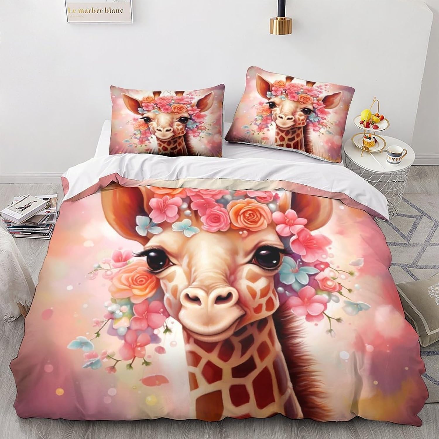 Housse de couette 200x200 girafe pour créer une ambiance savane et romantique dans votre chambre