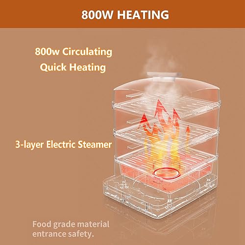 Miniatura 5 de Máquina de calentamiento eléctrica de 22 litros con estante de vapor de 3 capas, olla de vapor antiadherente con pantalla y cubierta superior