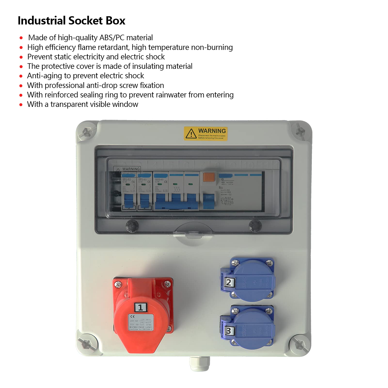 Garosa Caja de Distribución de Energía Weatherproof C16, Montada en Pared