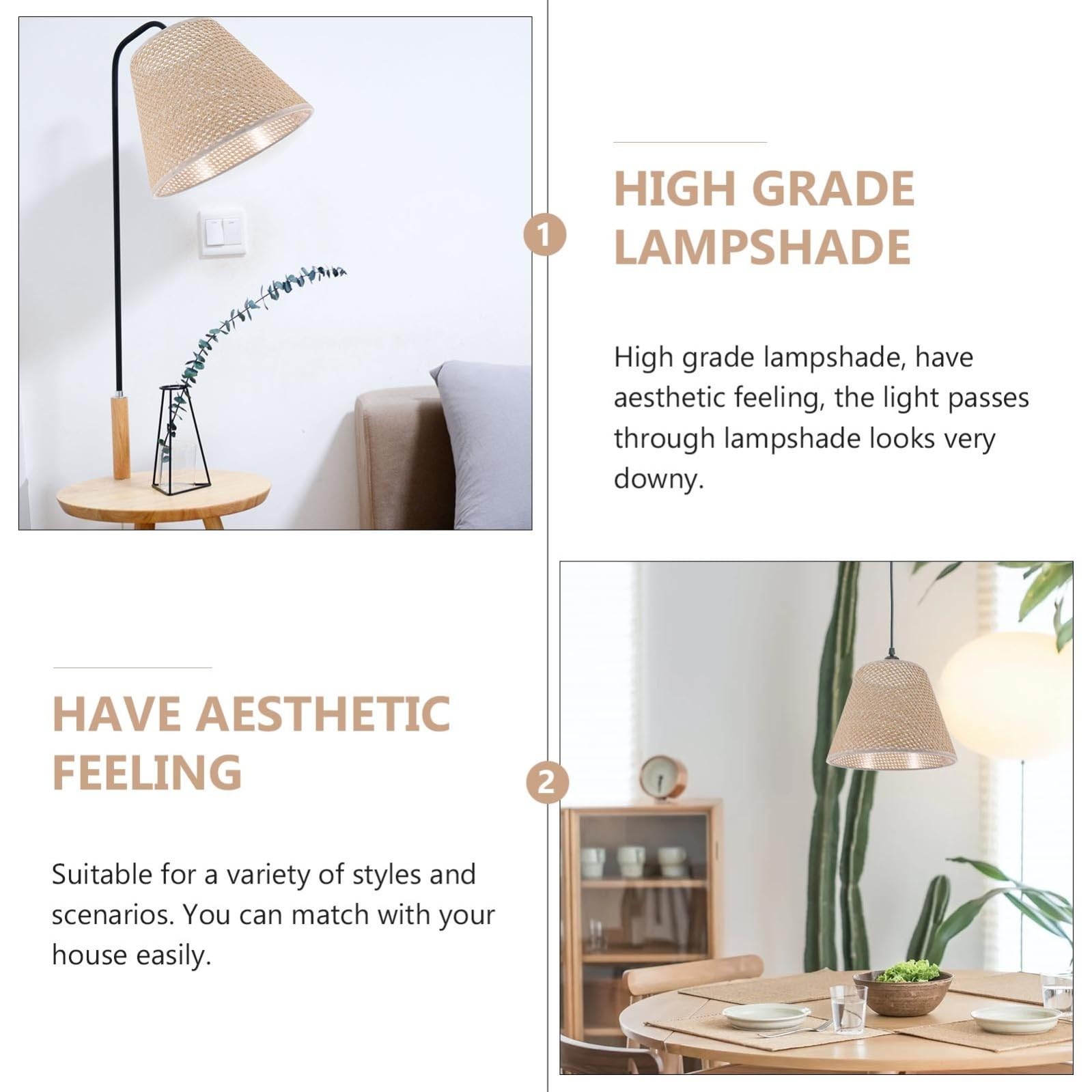 SHINEOFI Paralume in Rattan Intrecciato Artigianalmente per Lampada da Tavolo E27, Design Naturale e Resistente, per Soggiorno e Camera