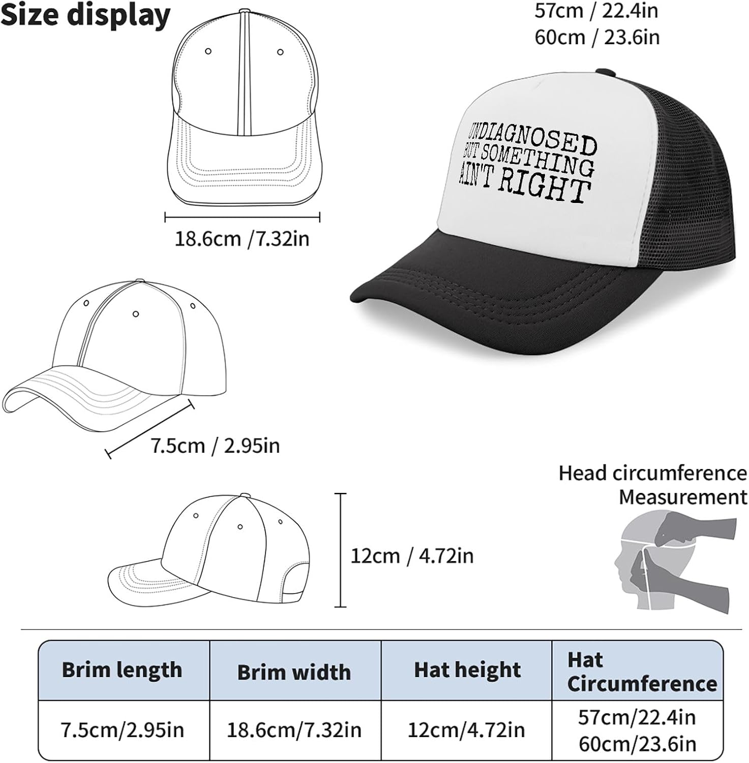 Undiagnosed but Something Ain't Right Hat Funny Trucker Hats for Men Dad Hat Gifts